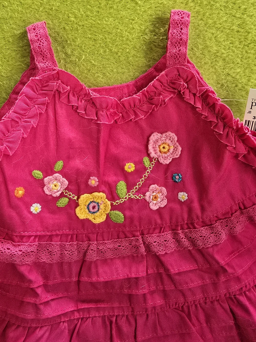NWT 0-3M  Baby Girls - 2P SUNDRESS Bright Hot Pink Floral Ruffle + Panties - Picture 5 of 5